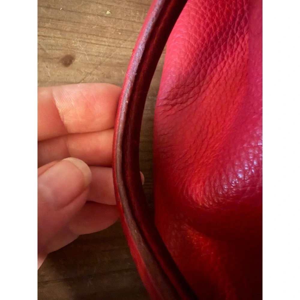 Coach Red Pebbled Leather Satchel Bag Gold Hardware Handbag